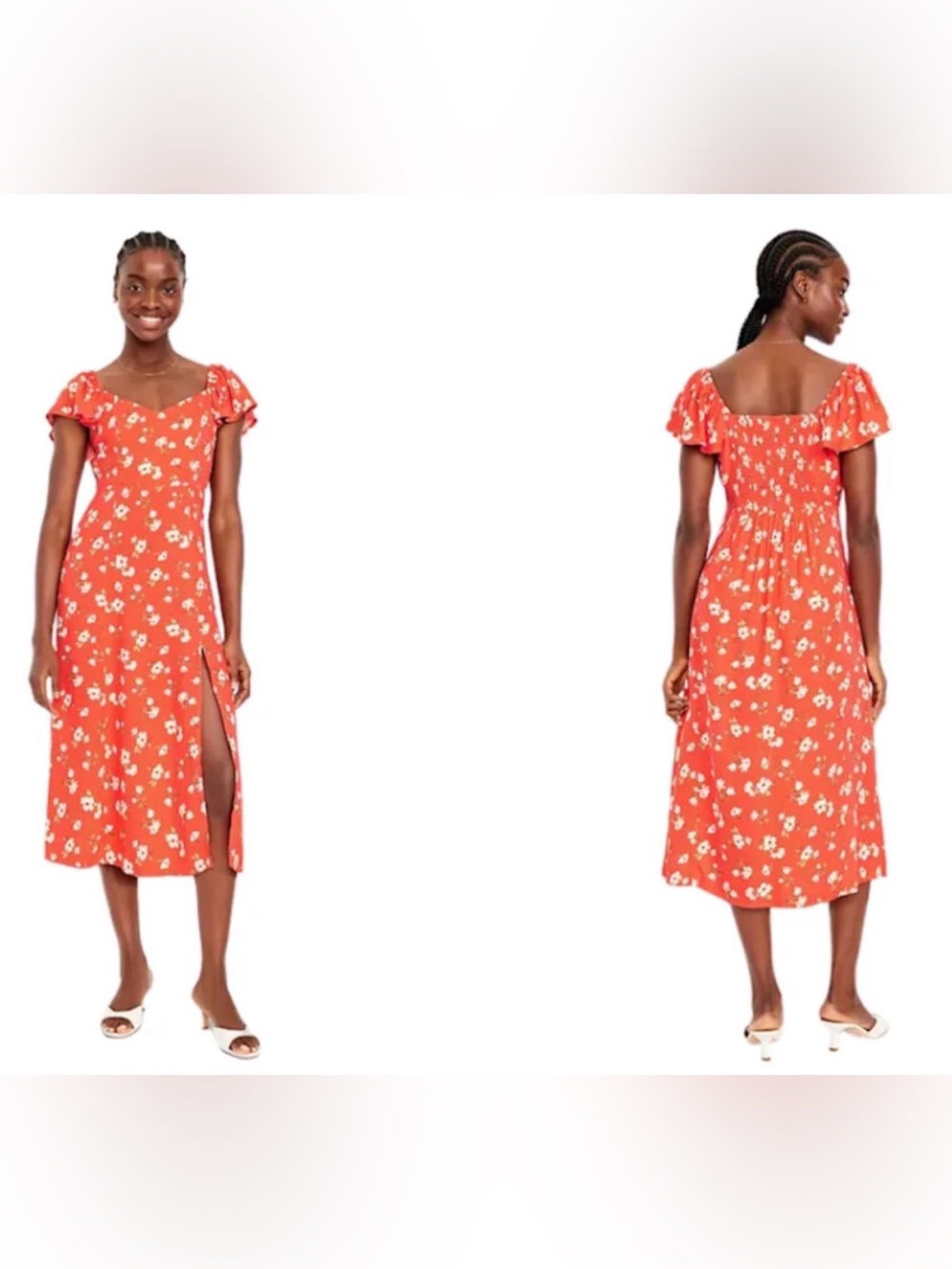Old Navy Flutter Sleeve Crepe Midi Dress Floral XL